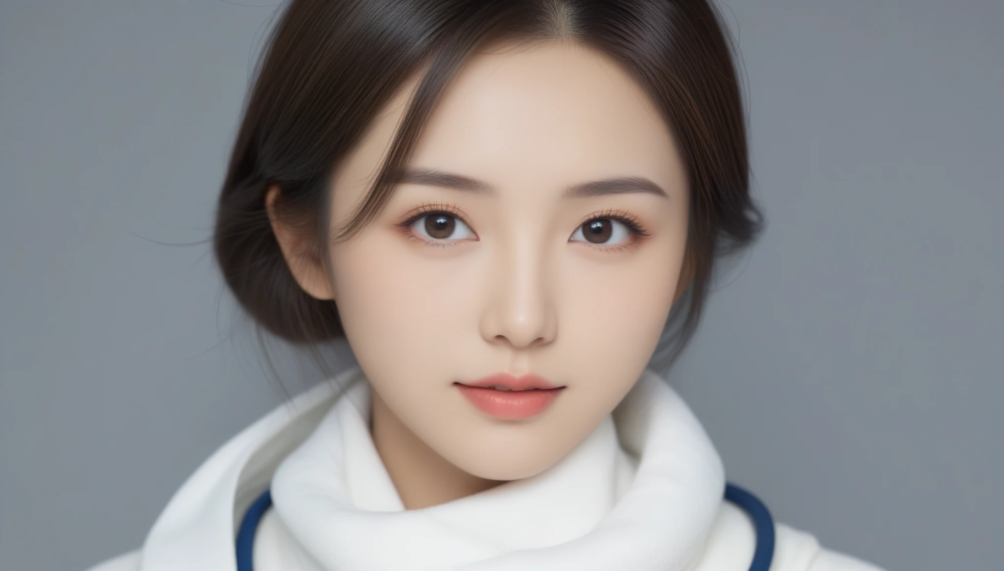 8k, Ultra-high resolution, Highest quality, masterpiece, 三分割法によるphotograph,Surreal, photograph, 1 , (:1.3), cute, cute顔, 細部までBeautiful Eyes, 細かくdetailedに,masterpiece,One Girl:1.2,Japanese women,Young Wife,upper body,smile,Black Short hair,Straight hair,(Space Suit:1.3),(Beautiful attention to detail),Subtle details, detailedな顔, smile,魅力的なsmile,Gray background,(ポートレートphotograph:1.4),(Photorealistic images:1.4),Fantasy art,(Beautiful Face:1.4),Beautiful and attractive eyes、Beautiful Eyes、(Tight waist:1.4)、(Beautiful with perfect body proportions:1.4),Pink Lips,(((Ideal body type))),A-cup small breasts :2,Perfect Anatomy、鮮明なdetailed、detailed,Fashion magazine cover,Thin lips,完璧でBeautiful Face ,完璧でcute顔, Skin with attention to detail, Perfect limbs、Narrow waist,Surreal,Light and shadow,spotlight
