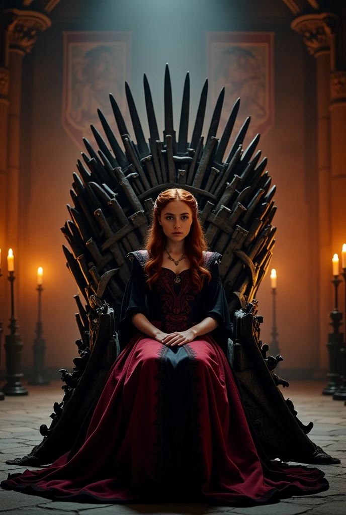 Sansa Stark sitting on the Iron Throne