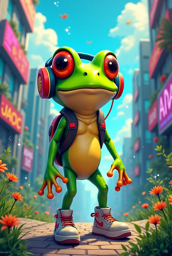 A frog that is a young person from 2024 and is easy to draw