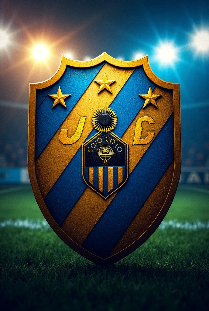 Combine the Boca Juniors shield and the Colo Colo shield.