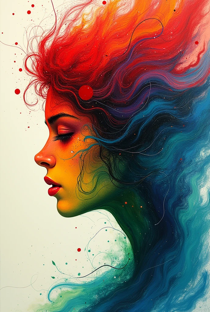 artwork that represents all the emotions of adolescence in a single abstract drawing without making people