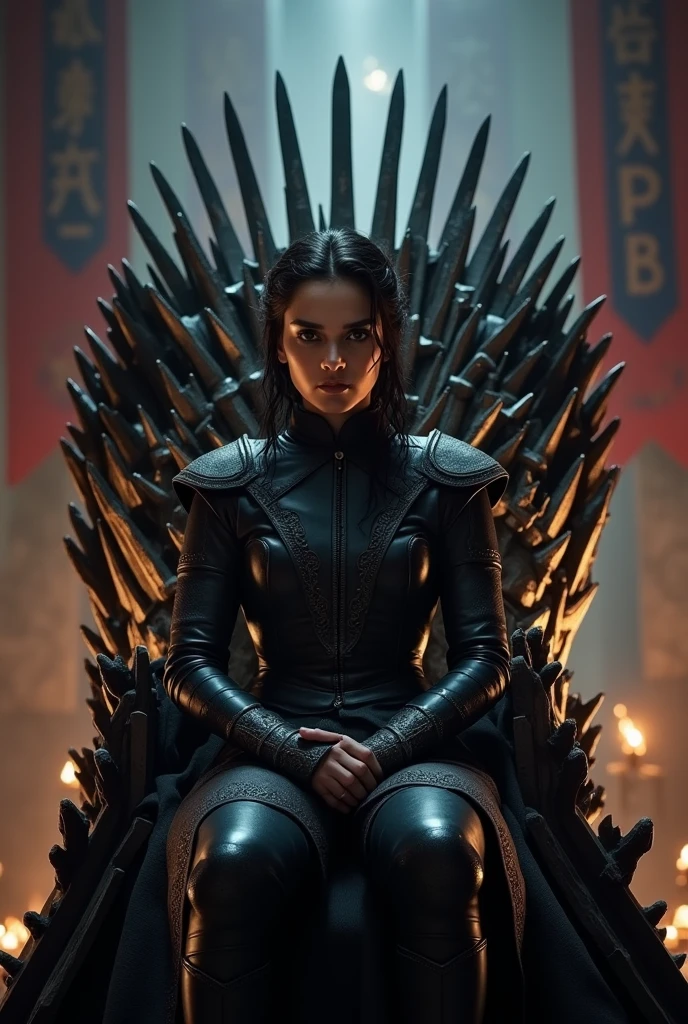 arya stark game of thrones sitting on the iron throne