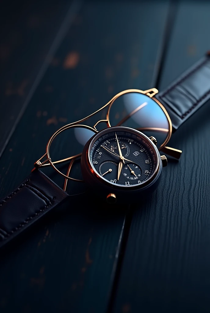 Create glasses and watch 3d logo design with name ''time mondo''