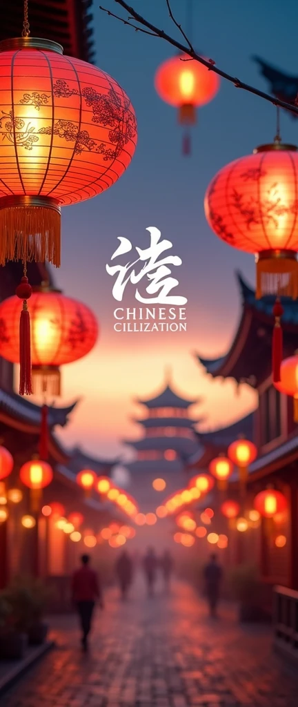 title of "CHINESE CIVILIZATION" with Chinese lanterns