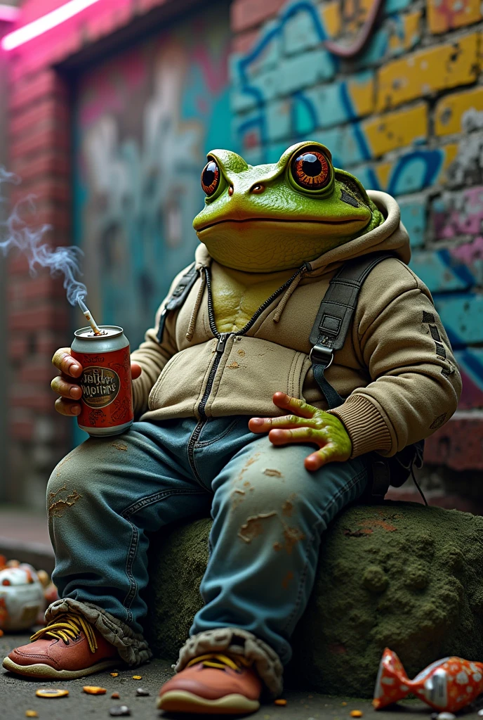 A toad who's a 2024 youth, a bad person who smokes, does drugs, dresses poorly, drinks heavily, and is easy to draw. 