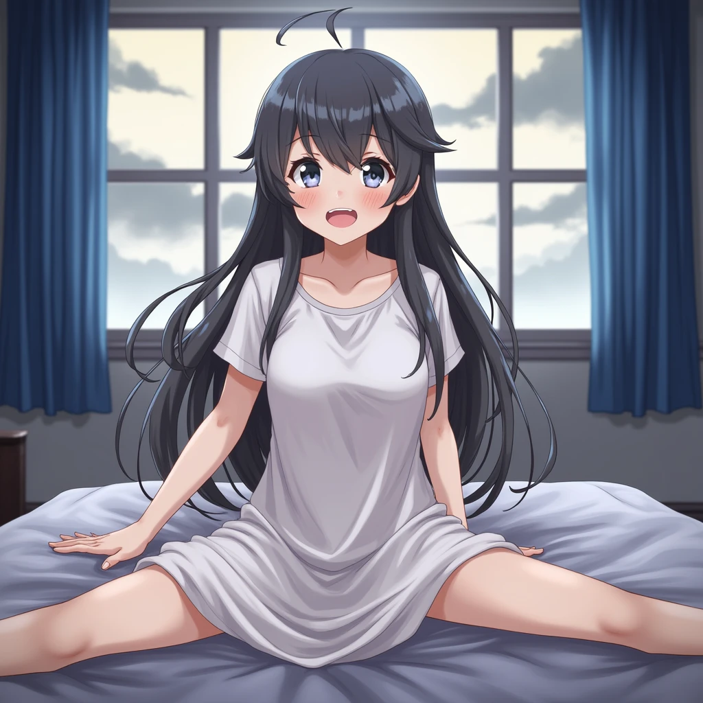 ((Highest quality)), ((masterpiece)), (Familiar), Perfect Face, indoor, Bedroom, Observe the audience,
One Woman, rimuru=storm,
Open your mouth, Ecstatic expression, blush, smile,
Small breasts, Flat Chest, , , , ,
Long Hair, Long Hair,
Spread your legs,