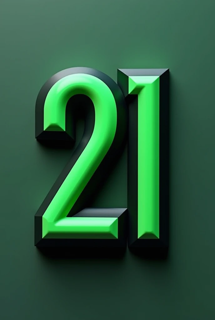 I want number 21 in green with black undertones, a different font and facing forward.