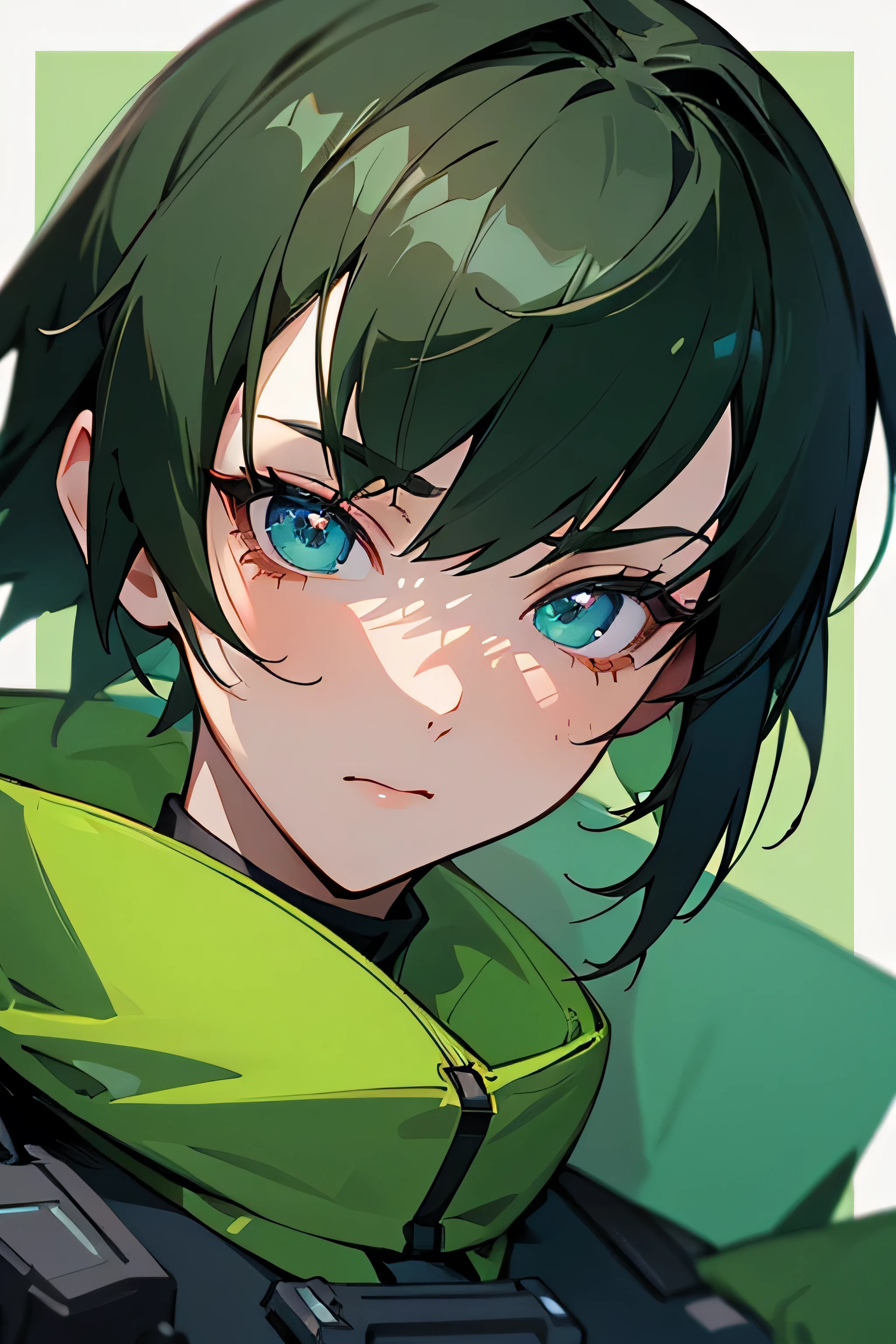Close-up of a man wearing green and black clothes, Villain Anime Girl, Android Heroine, Perfect Android, Portrait of a female anime hero, Female protagonist 👀 :8, Makoto Shinkai ( Apex Legends ), Female Anime Characters, Female Android, Girl in cheongsam, Very detailed fan art, Detailed Anime Character Art, anime girl of the future
