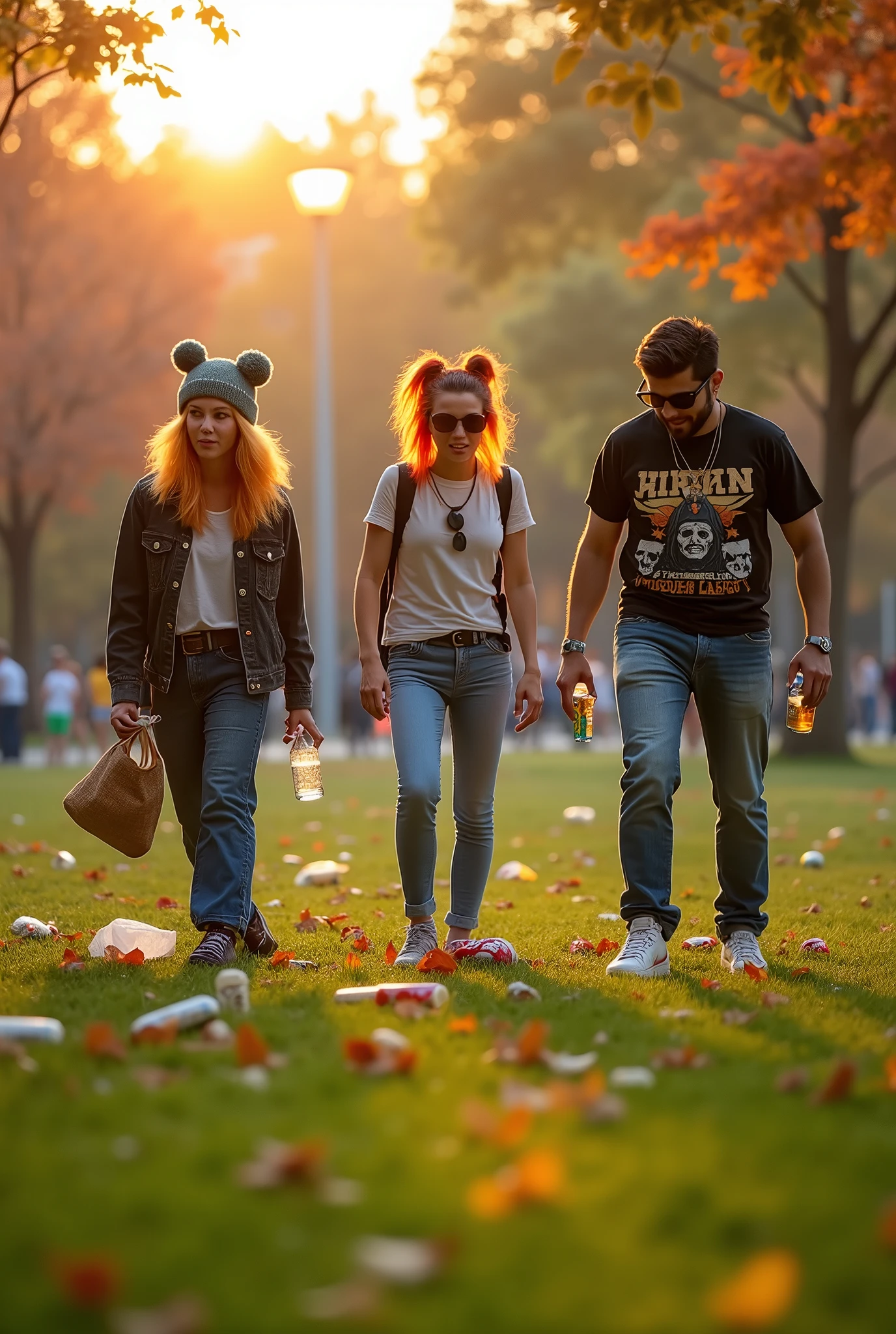 Three persons throwing garbage thinking it doesn't matter because it's just one