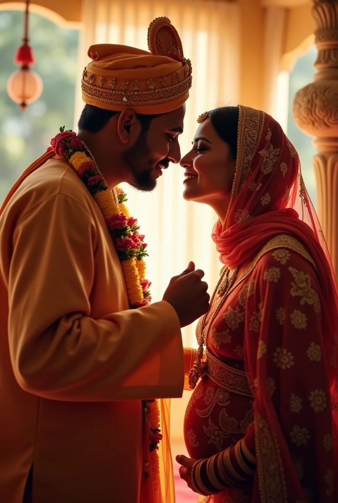 /Hindu pandit giving french kissing to Muslim pregnant women on wedding/