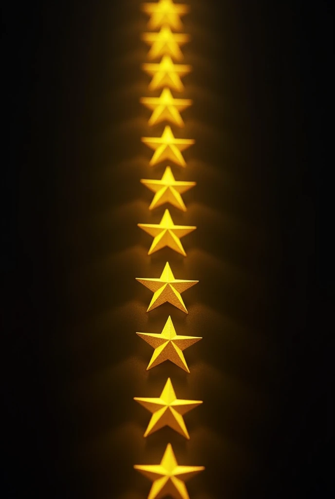 Photorealistic line of military yellow stars with a black background