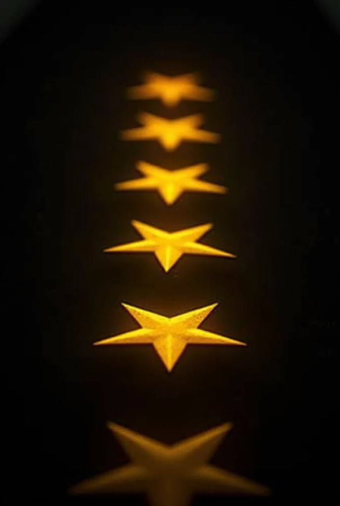 Photorealistic line of military yellow stars with a black background