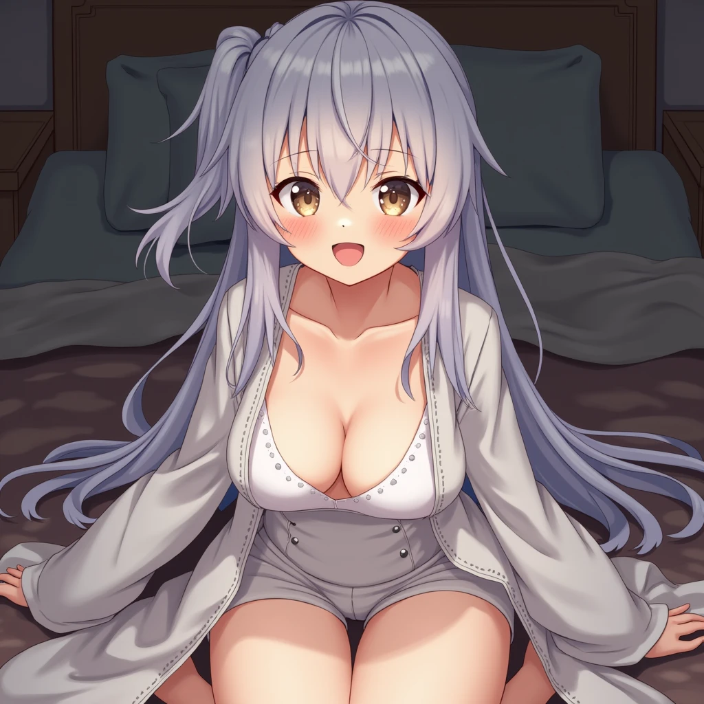 ((Highest quality)), ((masterpiece)), (Familiar), Perfect Face, indoor, Bedroom, Observe the audience,
One Woman, rimuru=storm,
Open your mouth, Ecstatic expression, blush, smile,
Small breasts, Flat Chest, , , child, ,
Long Hair, Long Hair,
Spread your legs,Erotic