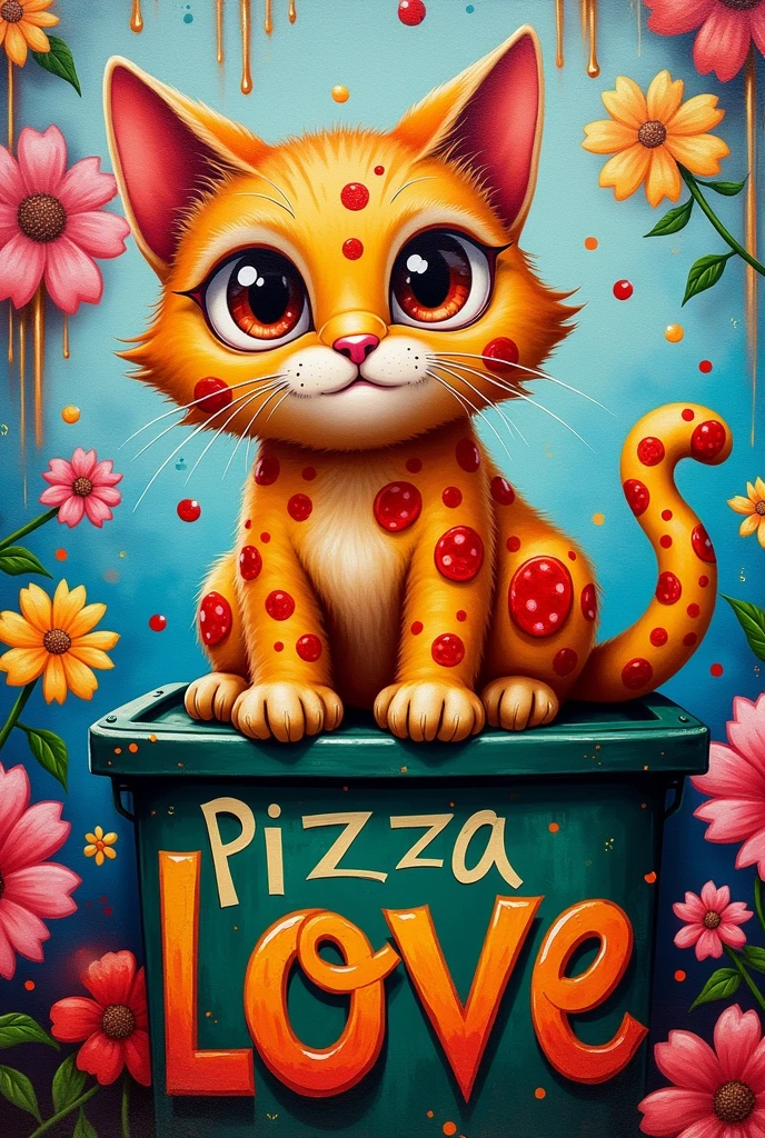Pizza cat in street art
