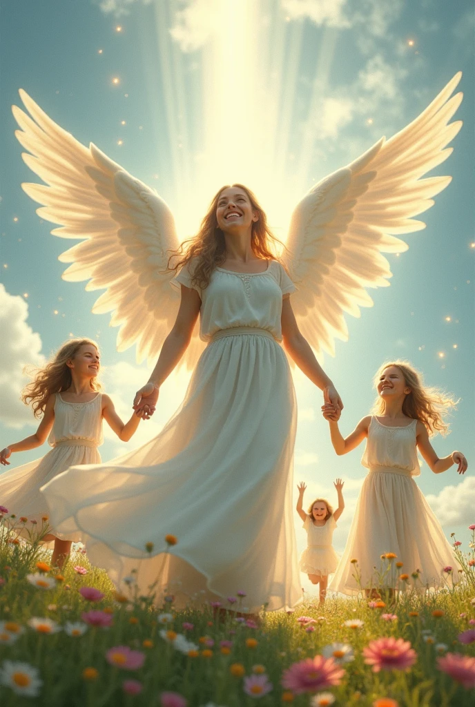 Draw me several living forms of benevolent spirits, and a guardian angel of God