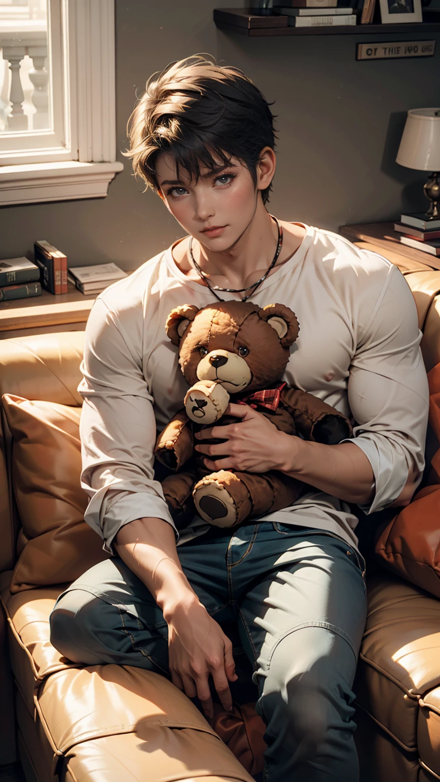 I always lie on the sofa, and before I knew it, the teddy bear sitting in the corner had your cologne on it. I wanted to tell you that I'm always by your side. I love you so much, and I want to tell you the same.