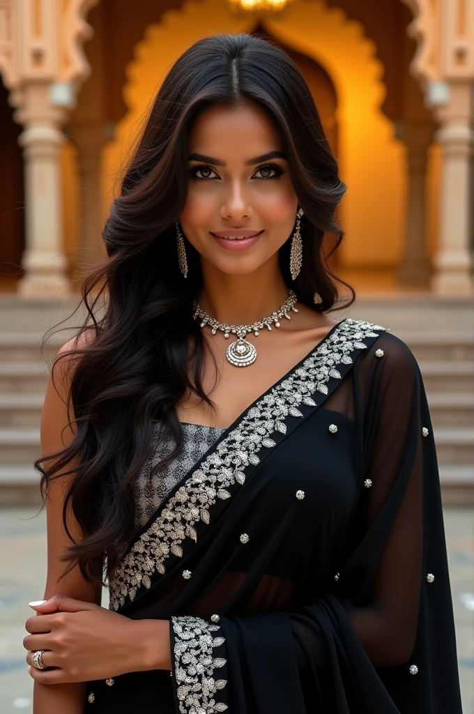 Very very beautiful and sexy indian gril in black sari