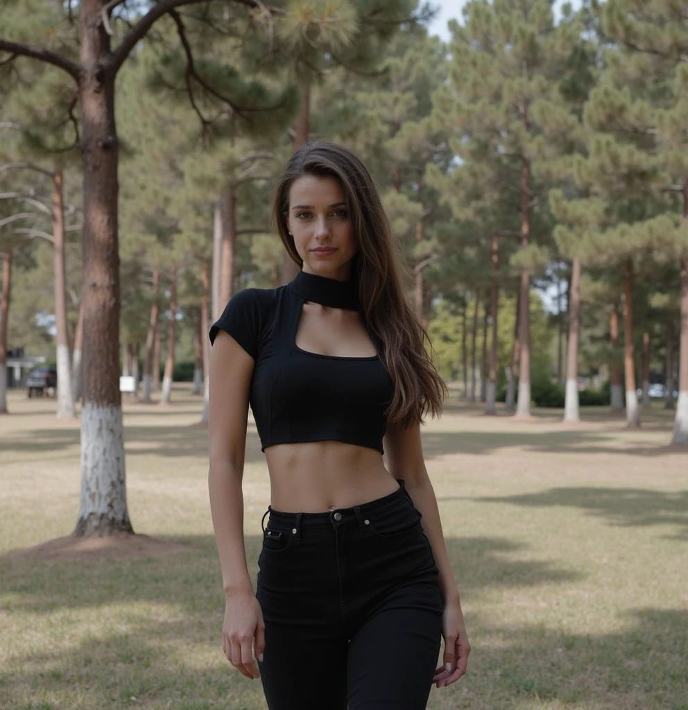 Beautiful 18 year old woman with brown hair