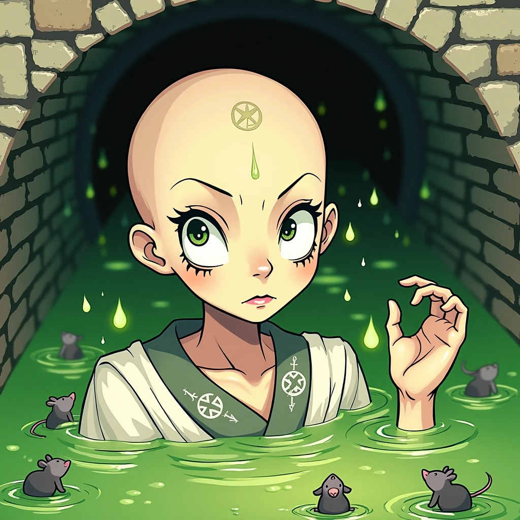 bald, in the sewer, dark magician girl (yu-gi-oh)