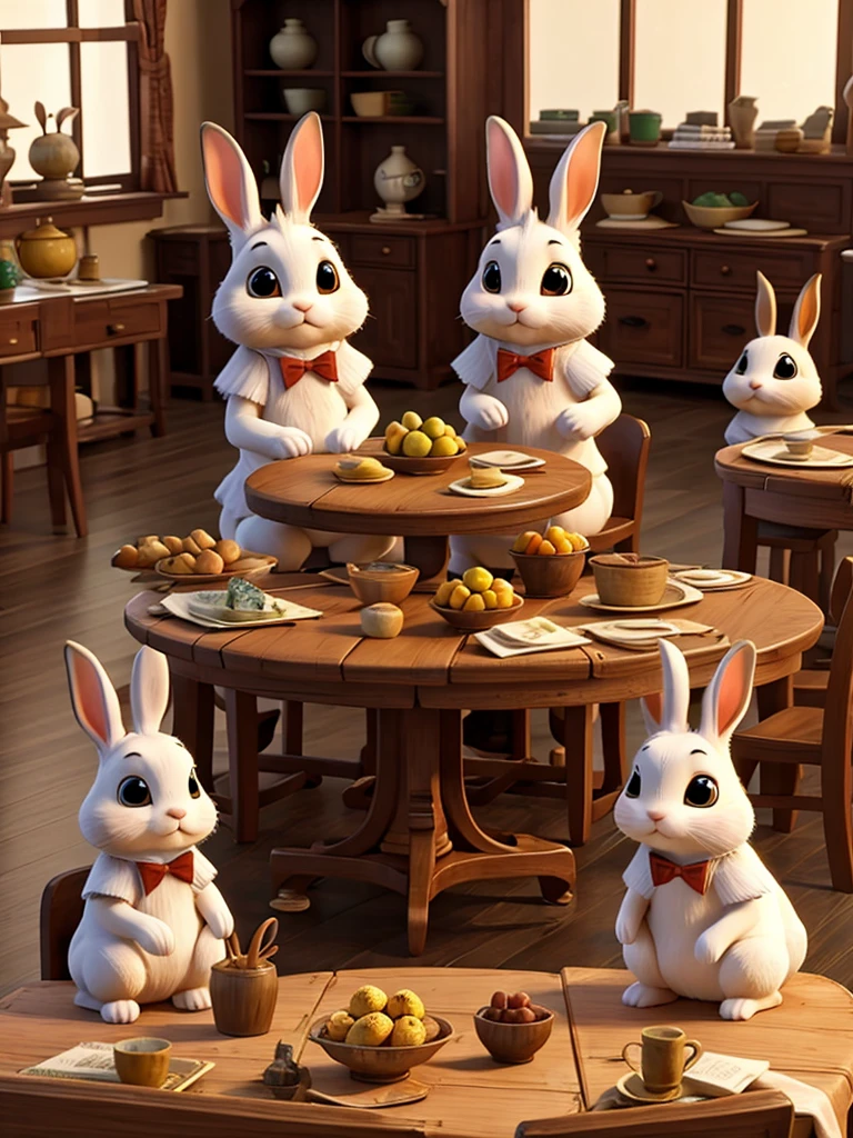 4 rabbits on the table