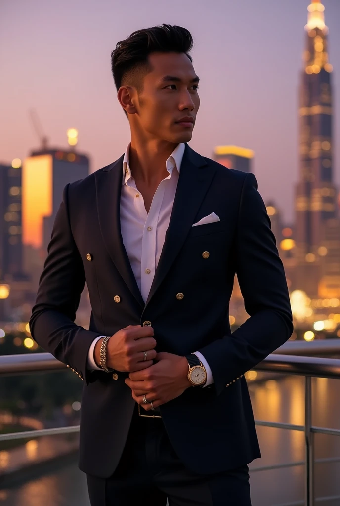 Handsome and rich Thai man, strong and tender
