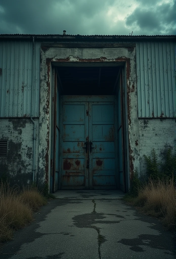 a warehouse door on the outside, nightmare