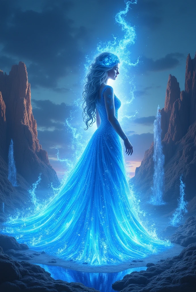 Goddess of blue crystal fire