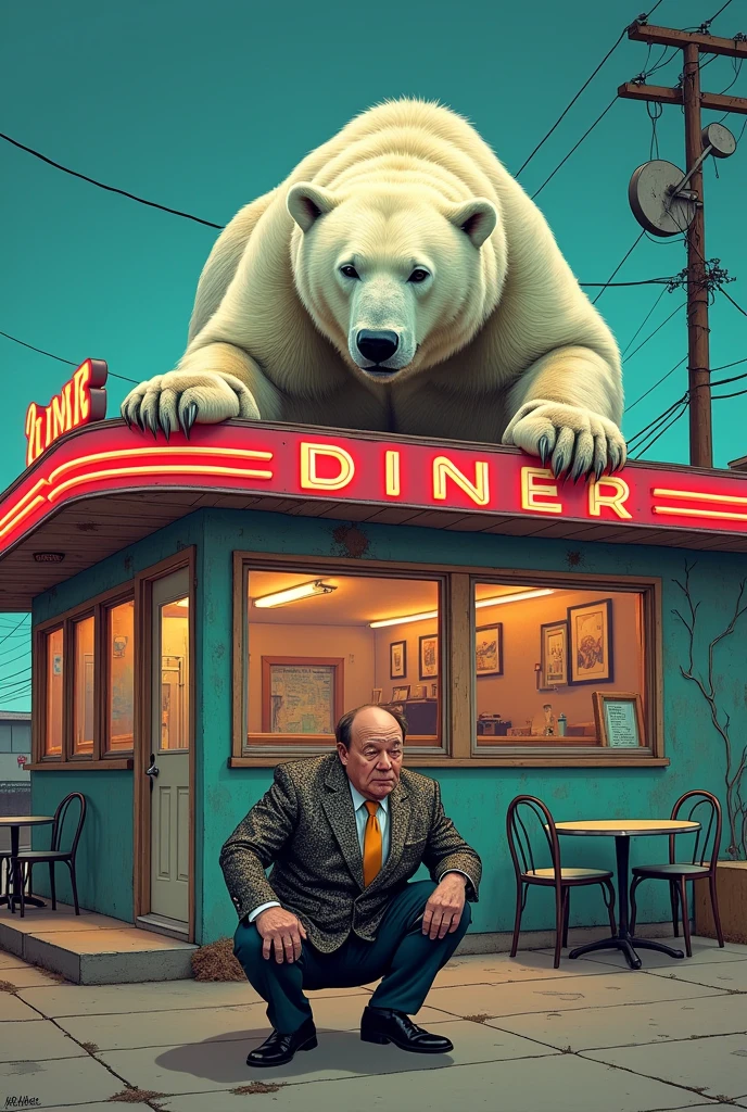 A polar bear comes out of the roof while Saul Goodman shits