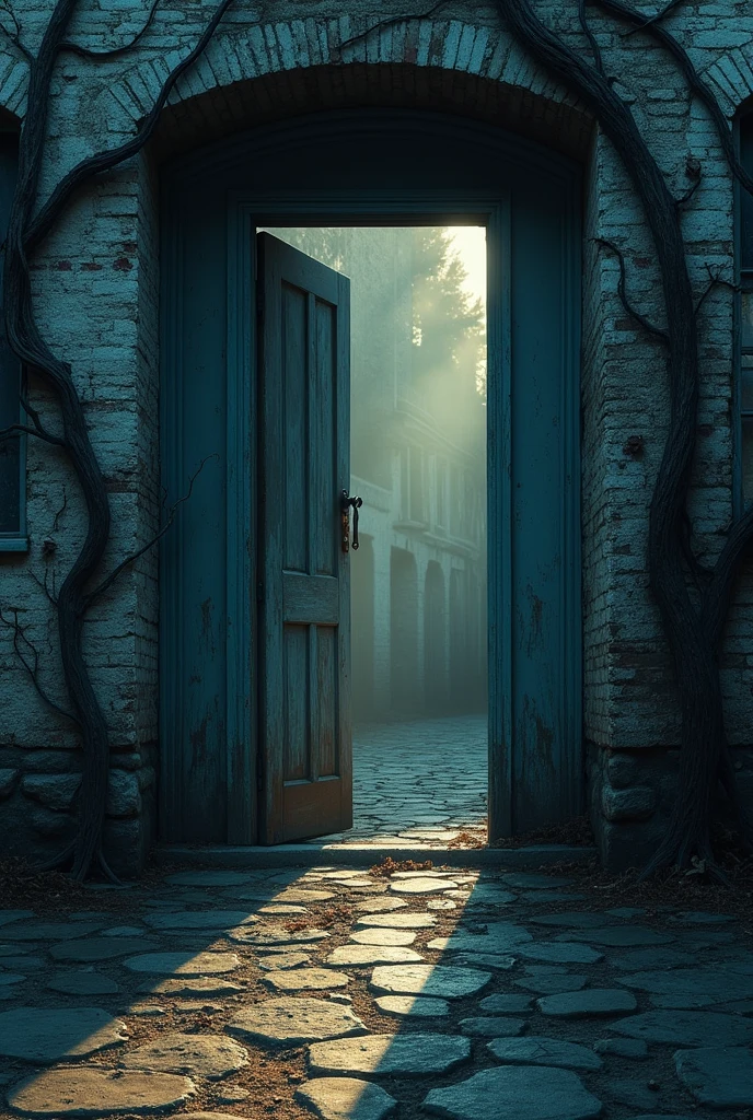 Close up of a door on the outside of a building, nightmare