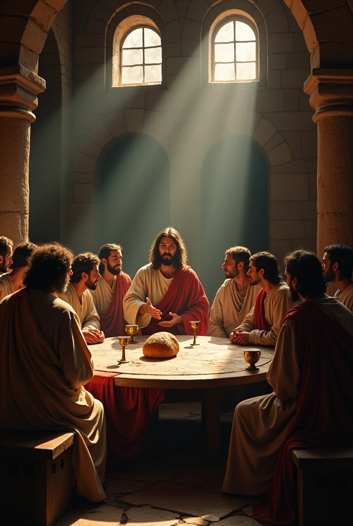 The last supper where jesus with his disciples explaining about the blood and flesh 
