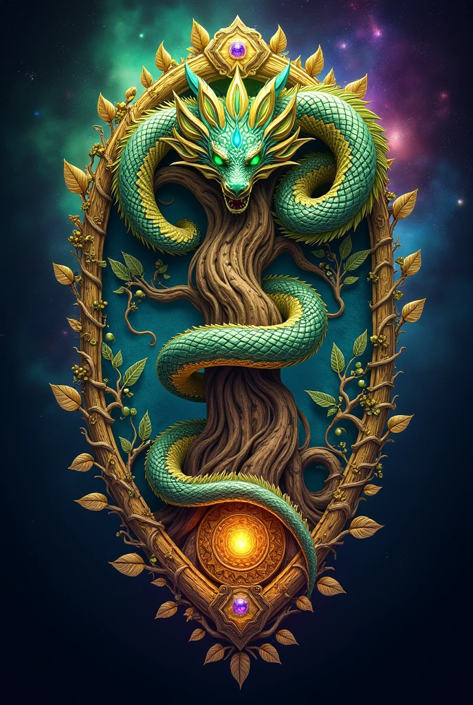 Ouroboros Principal:
A realistic ouroboros depicted as a dragon biting its own tail, forming yin-yang The dragon's body must be detailed, with scales and textures that look realistic, but with subtle geometric patterns reminiscent of electronic circuits. This symbolizes the fusion between the ancient and the modern., and the connection between mind and technology. In the center of the dragon's head, place the yin-yang symbol in the dragon's mouth or forehead, highlighting balance and duality.
natural background:
The background should be subtle and evoke nature., with soft shades of green and blue that are reminiscent of a forest or a natural environment. Light textures should suggest leaves or organic elements, creating a sense of calm and connection with nature. Small golden particles should float around, suggesting energy in movement and transformation.
indoors light:
A soft golden aura should radiate from the ouroboros, como se estivesse emitindo uma luz de dentro till fora. This lighting should create a soft contrast with the natural background., highlighting the ouroboros in a balanced and harmonious way.
Secondary Element - Philosopher's Stone:
In the center of the circle formed by the ouroboros, insert a small symbol representing the philosopher's stone. This symbol should be a golden triangle, simple and elegant, which symbolizes perfection and maximum transformation of the mind.
minimal style:
The overall design should be minimalistic, com poucos elementos adicionais till garantir clareza e reconhecimento, mesmo em tamanhos menores, as profile icons on digital platforms.
Name Integration (optional):
if necessary, the initials of the channel name ("sam" till "Alchemy of the Mind") can be added to the base of the image in a stylish and modern font, com cor dourada ou branca till harmonizar com o brilho do ouroboros.