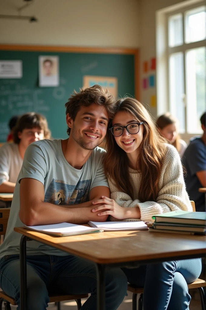 Man and woman in school