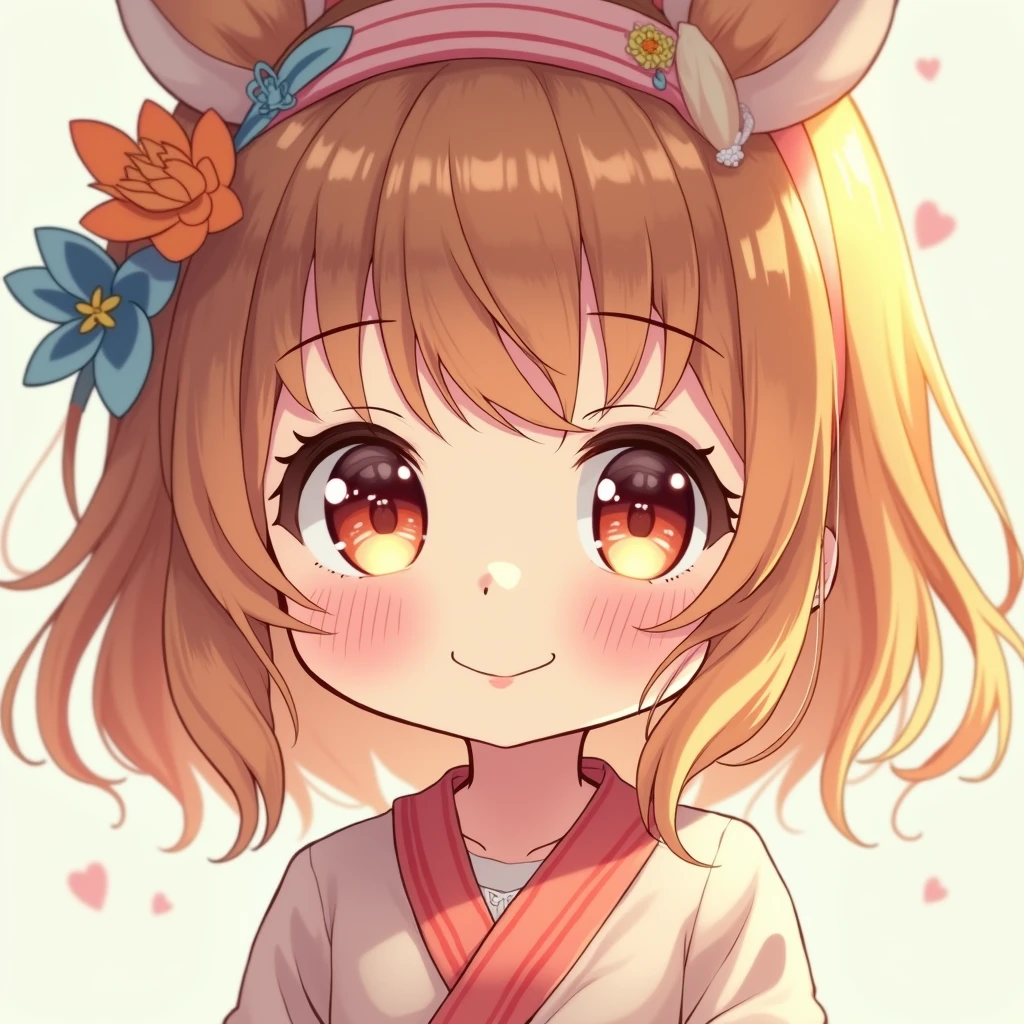 cute chibi girl, beautiful detailed eyes, beautiful detailed lips, extremely detailed face and features, perfectly smooth skin, rosy cheeks, long eyelashes, intricate hairstyle, headband, detailed clothing folds, (best quality,4k,8k,highres,masterpiece:1.2),ultra-detailed,(realistic,photorealistic,photo-realistic:1.37),highly detailed, warm lighting, soft focus, pastel colors, kawaii, anime style