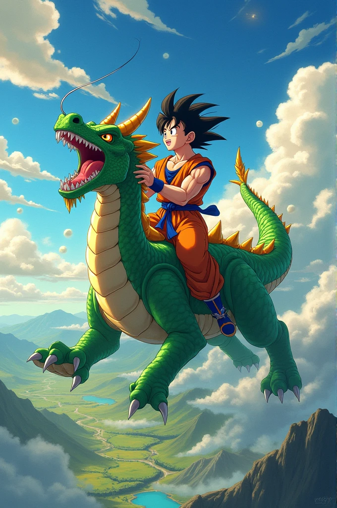 Adult Son gohan riding shenron