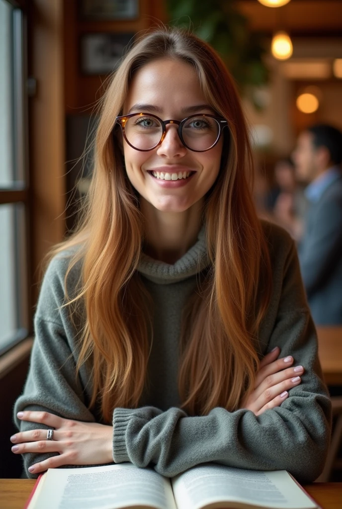Photo of a person with brown hair, 1 meter and seventy-four centimeters tall, wearing glasses with a round shape.