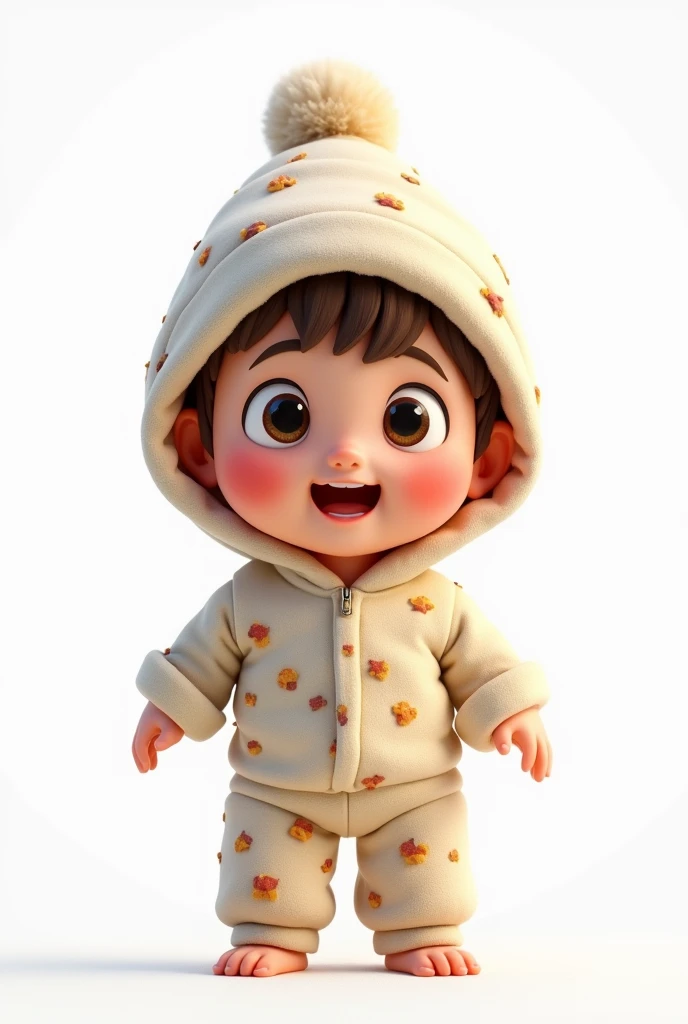 Stitch them upright, wearing pajamas and a beanie on their head, disney pixar style drawing, the image has a white background (png)