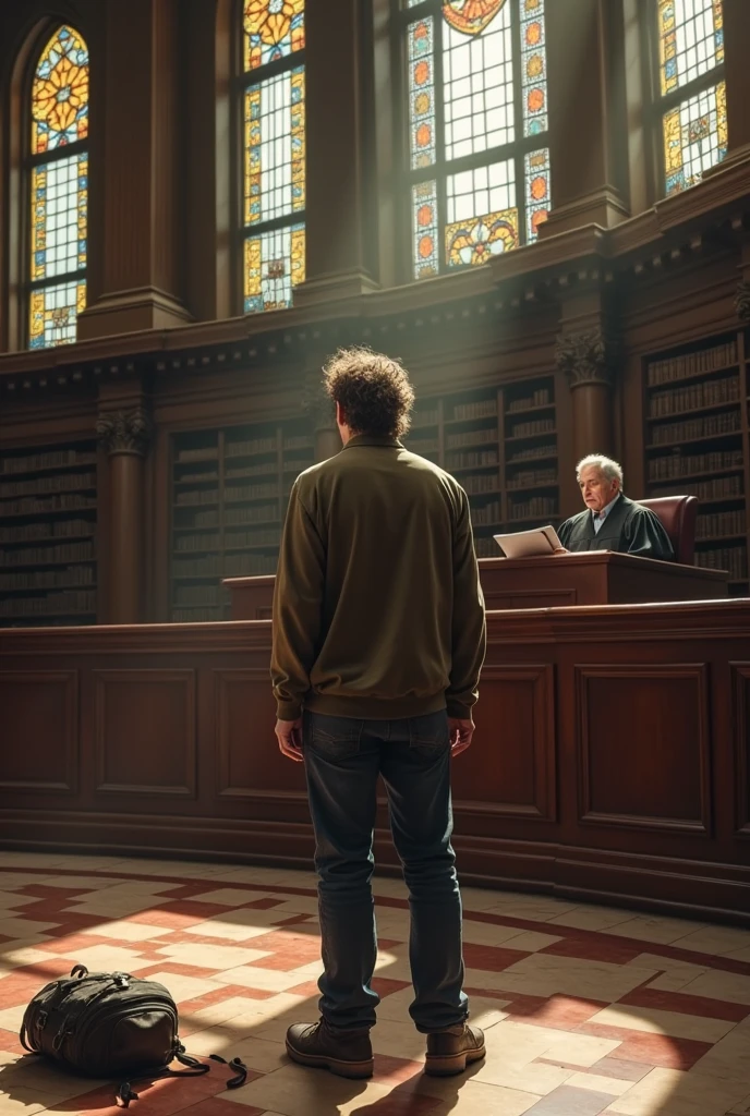 homeless person in front of the judge