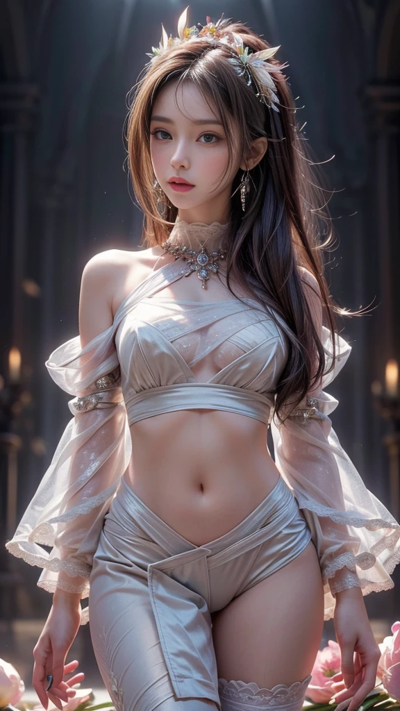 (best quality,high resolution,masterpiece:1.2),Extremely detailed,Practical:1.37,Traditional portrait style,Detailed face and eyes,Beautiful lips,Fine brushwork,Soft, Flowing hair,Delicate flowers blooming in the background,Subtle color palette,Soft lighting,A seamless blend of reality and fantasy,Ethereal atmosphere,Traditional Beauty,Seductive pose,Antique Clothes,Colorful but not harsh,Subtle textures,Attention to detail,Beautiful posture,Expressive eyes,Female characteristics,ingenious composition,Artistic talent,An evocative gaze,Dreamy atmosphere,A sensual and elegant performance,The perfect balance of elegance and sensuality,Delicate facial features and expressions.