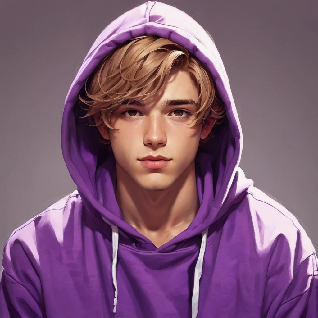 art, image, guy, light brown hair, purple hoodie, cute,