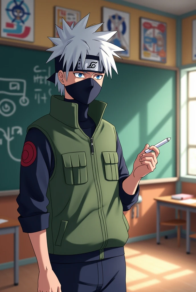 Kakashi holding a chalk