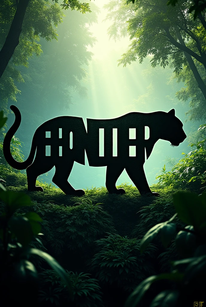 Jaguar silhouette formed with the text "Frontier"