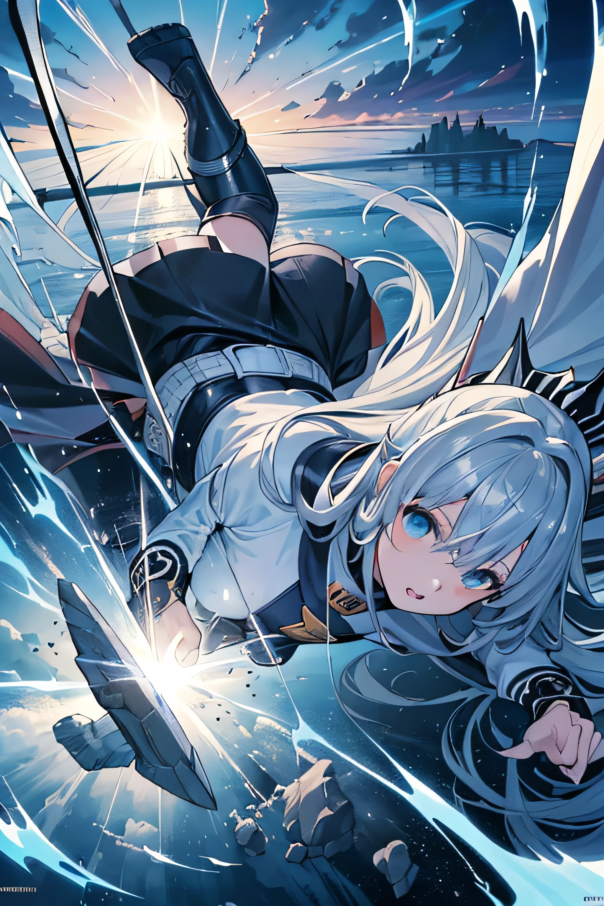 (((Highest quality)))、(((Ultra-detailed)))、(((masterpiece)))、(((comics)))、Close-up、Superhero、action、dynamic、Prisoner、Strong hit、Black and white Ra 22 bridges 66 crown belts Footprints, Far thunder, Pinnacles, Kaiji, Nightbush, sea of clouds, Blue strata full of thick circles drown the heavens