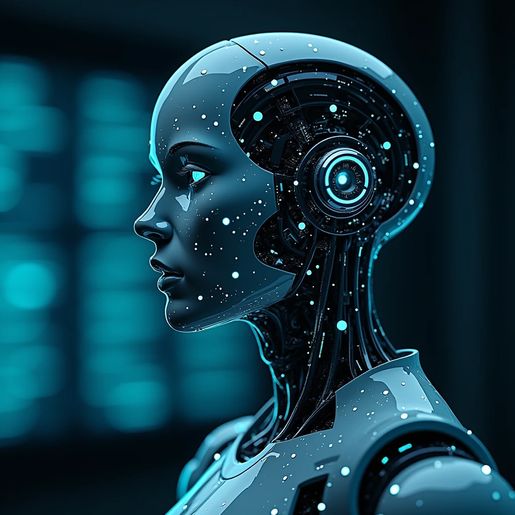 databases, marketing digital, no people in the image, several numbers in the image, Face of a robot