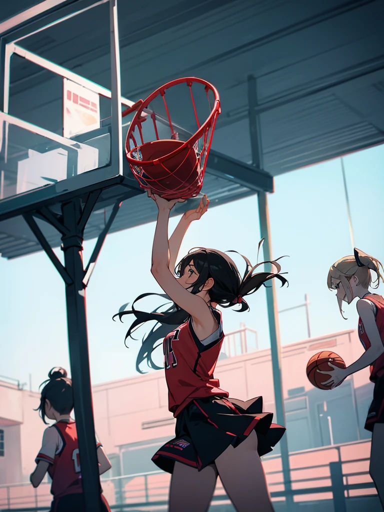 Girls playing basketbol