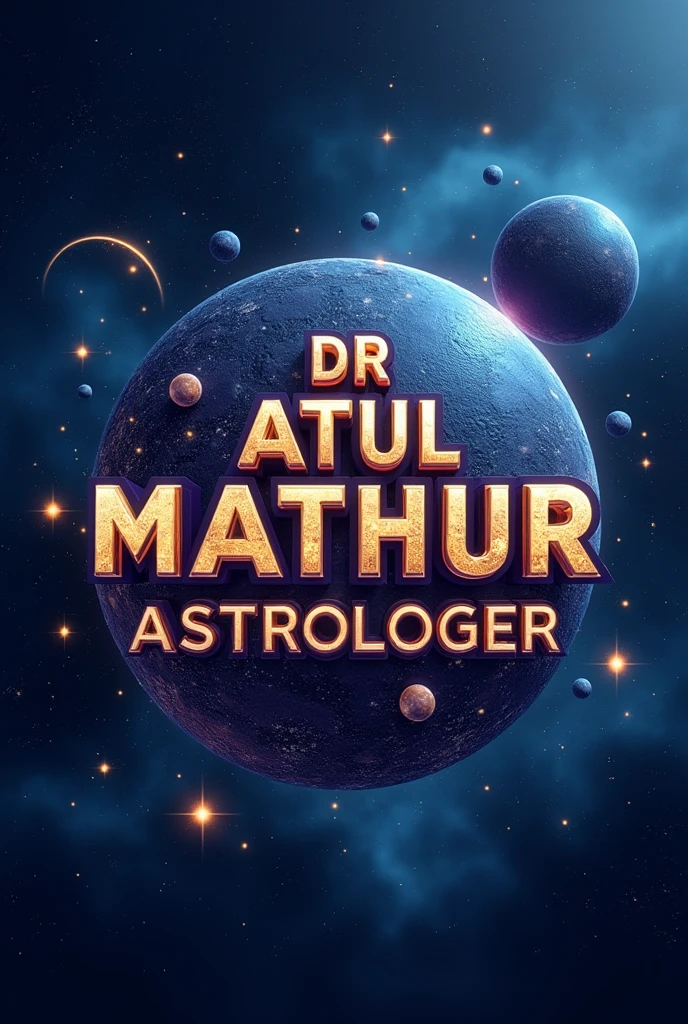 Make a benner name "DR Atul Mathur ASTROLOGER" 3D image