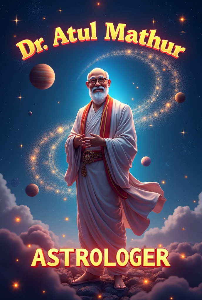 Make a benner name "DR Atul Mathur ASTROLOGER" 3D image 