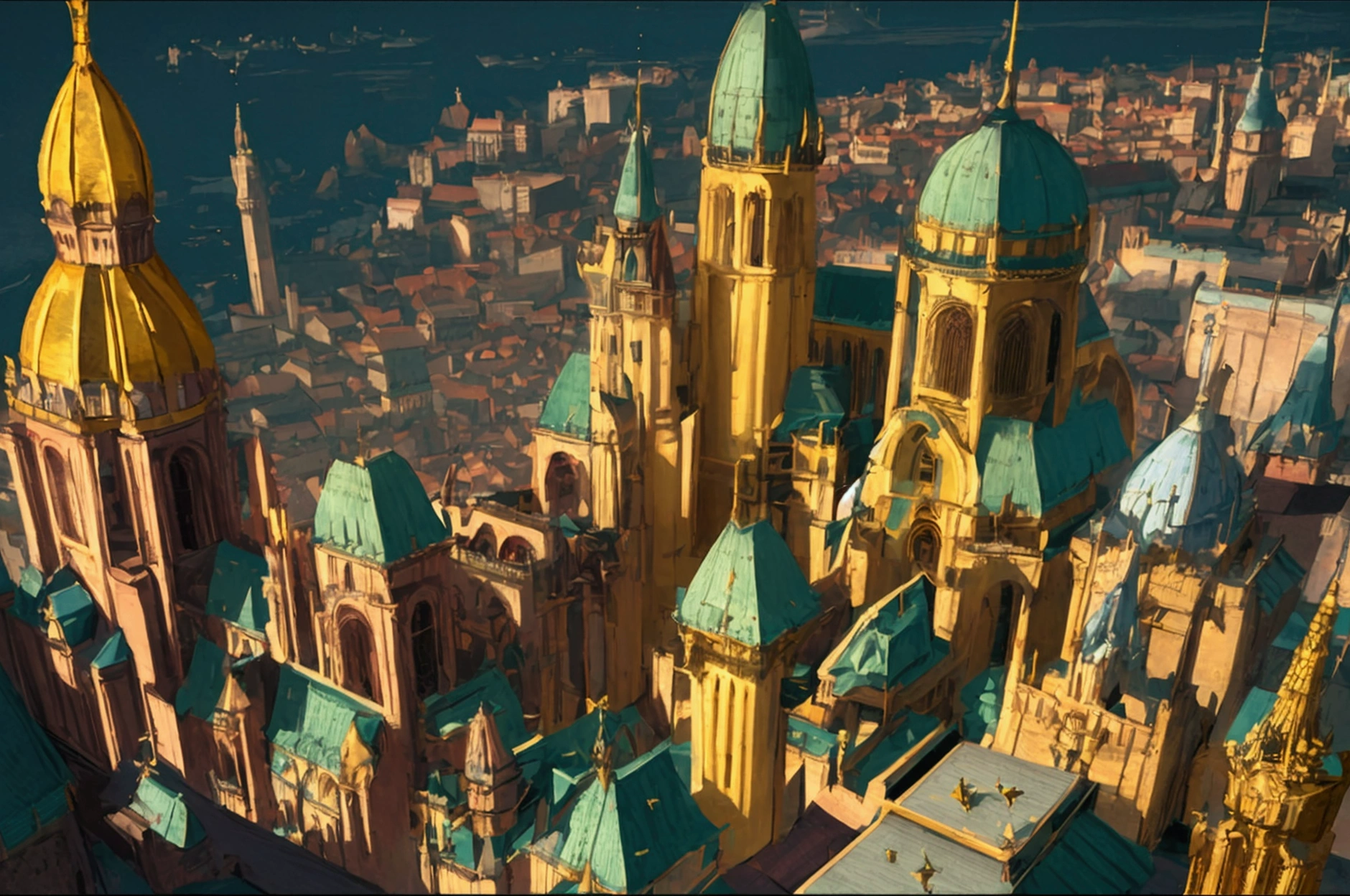 (32k, 8k, high graphics, high resolution, high details) medieval fantasy city, extremely beautiful image