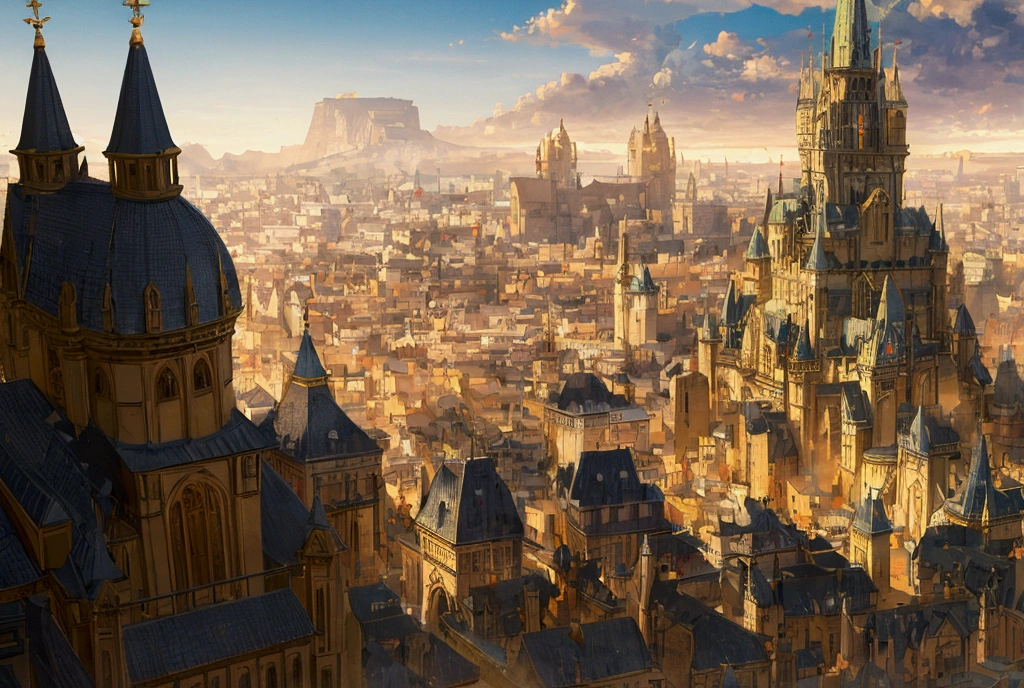 (32k, 8k, high graphics, high resolution, high details) medieval fantasy city, extremely beautiful image