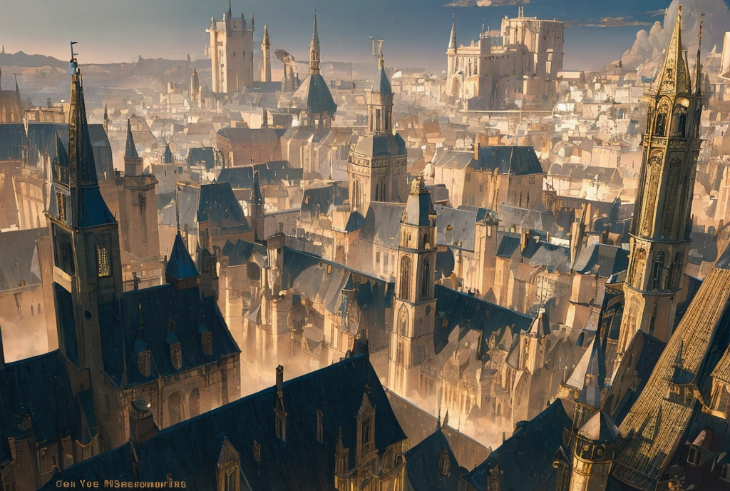 (32k, 8k, high graphics, high resolution, high details) medieval fantasy city, extremely beautiful image