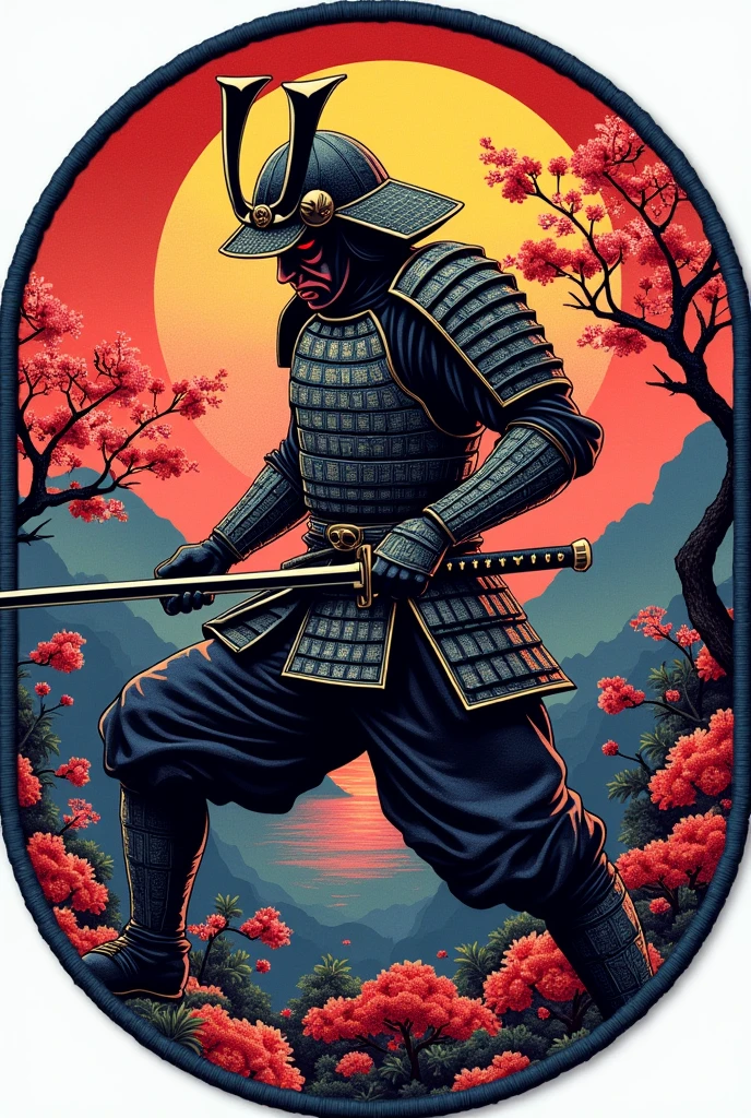 a samurai style jiu jitsu patch